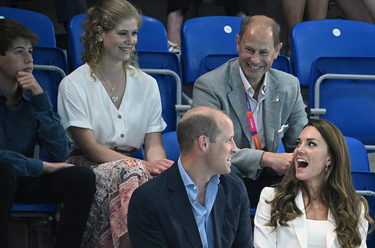 Prince Edward and his children, Louise and James, with Prince William and Kate Middleton