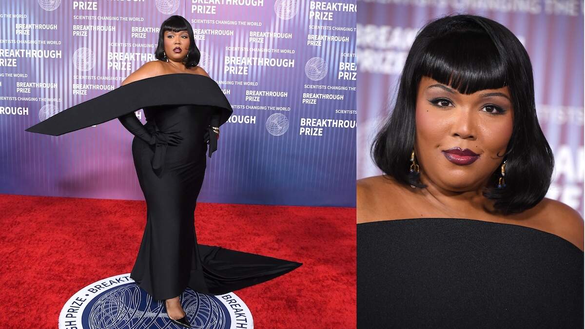Singer Lizzo wears a black dress and gold bangles at the 2024 Breakthrough Prize Ceremony