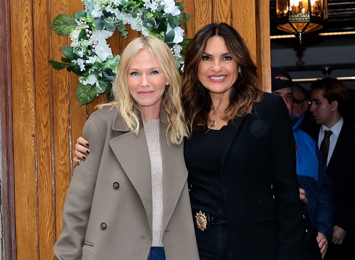 Kelli Giddish and Mariska Hargitay posing on the set of 'Law & Order SVU'.