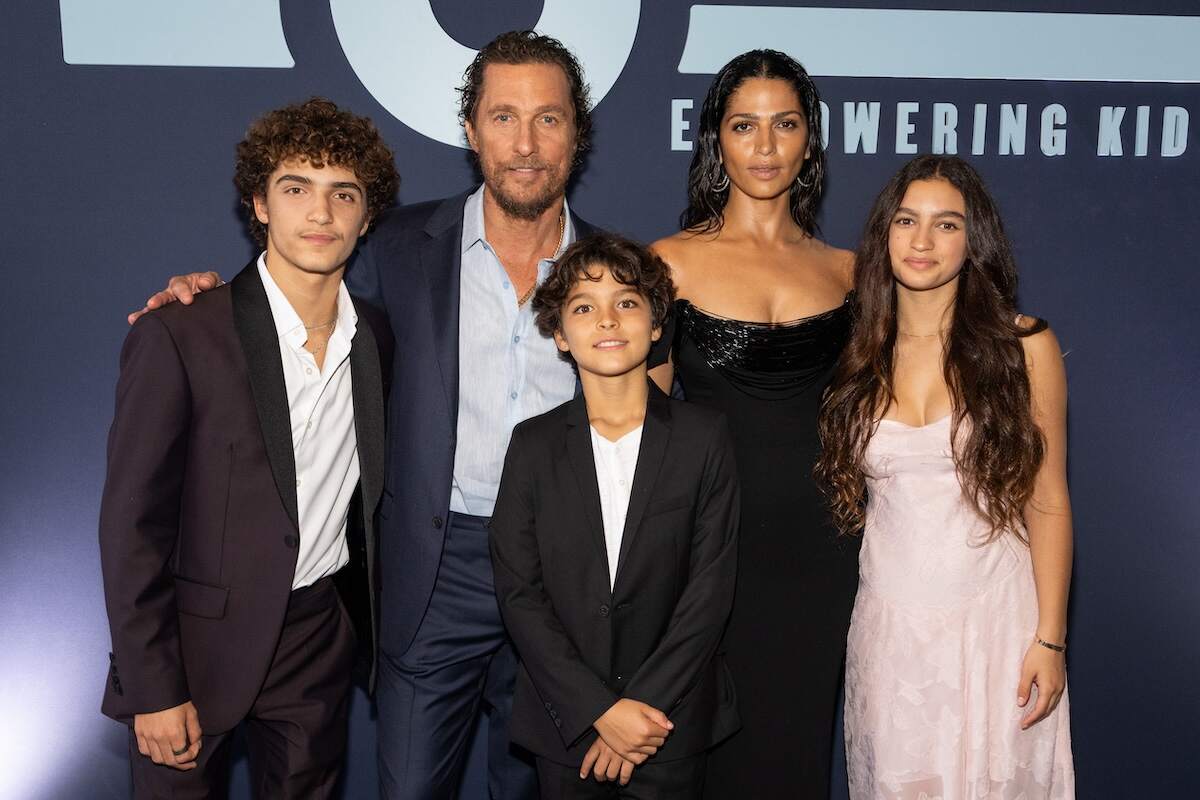 The McConaughey family poses on the red carpet in formalwear at the MJ&M charity gala