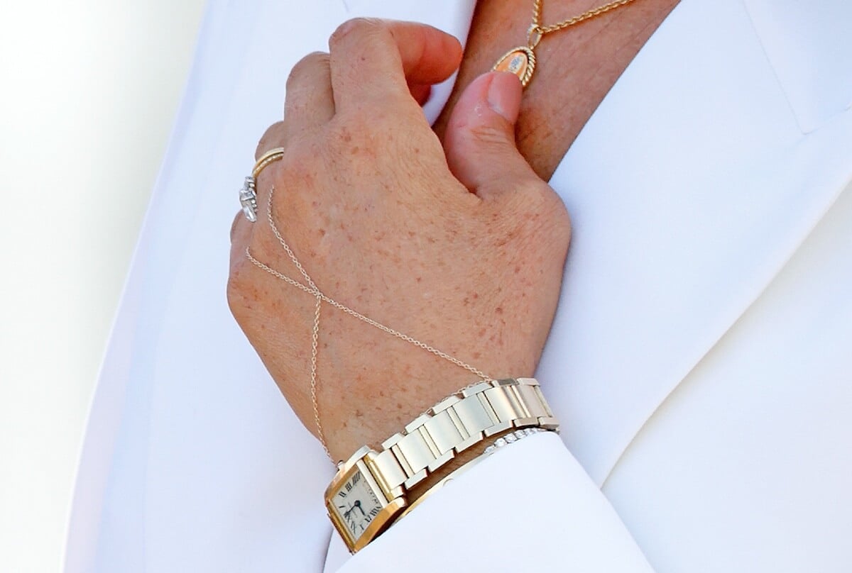 Close-up of Meghan Markle's Cartier watch she inherited from Princess Diana