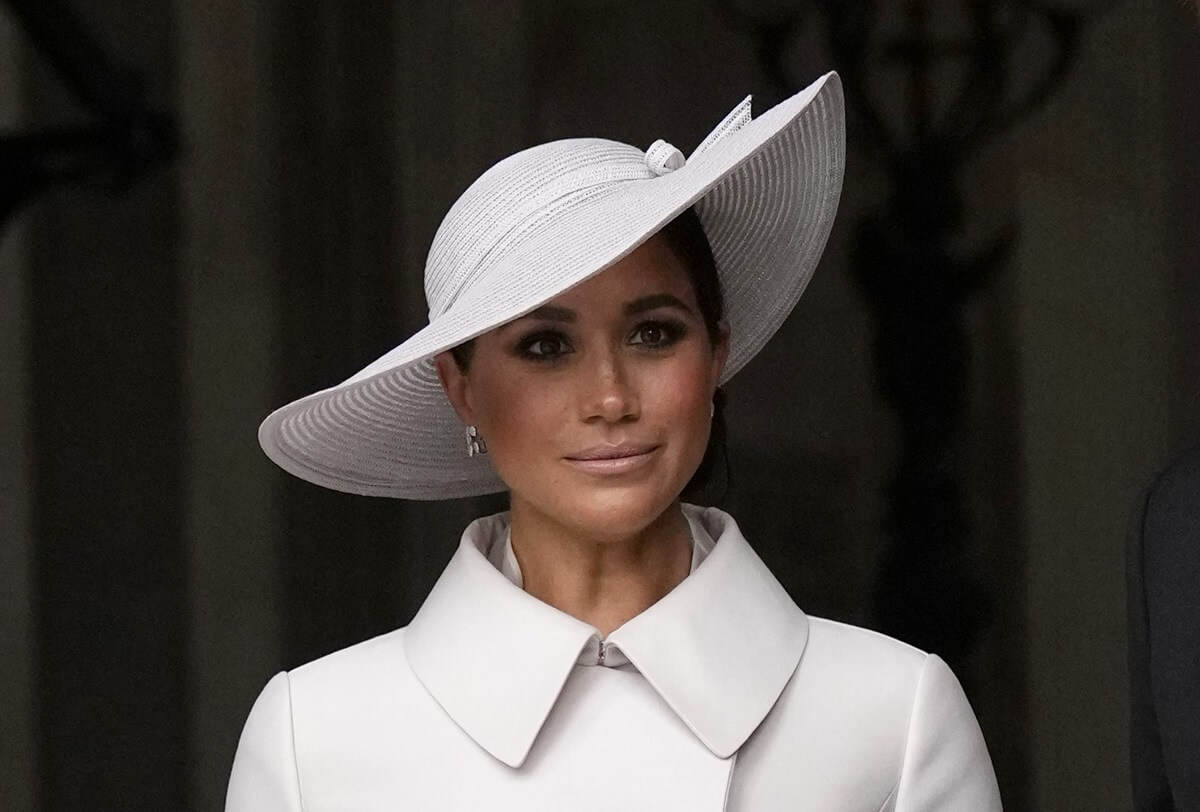 Meghan Markle leaves after a service of thanksgiving for the reign of Queen Elizabeth II at St Paul's Cathedral