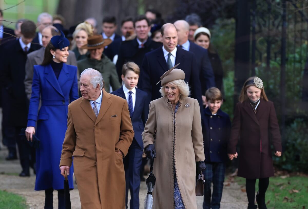 Members of the royal family including Kate Middleton and King Charles III attend the Christmas Morning Service at Sandringham Church