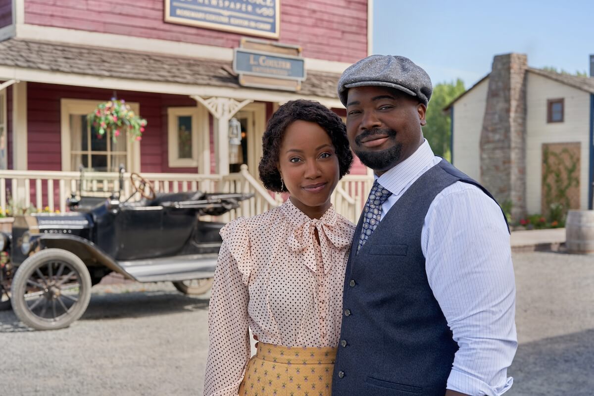Minnie and Joseph Canfield standing in the street in 'When Calls the Heart' Season 11