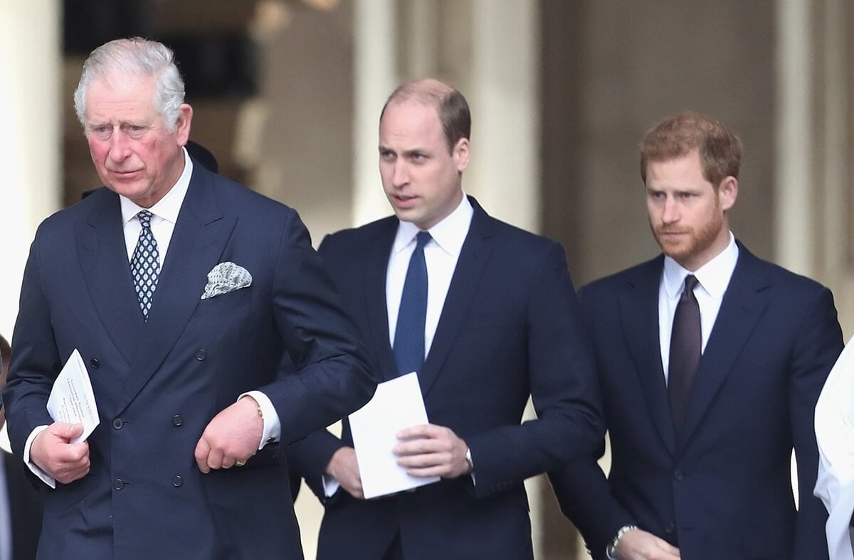Now-King Charles III, Prince William, and and Prince Harry leave the Grenfell Tower National Memorial Service at St. Paul's Cathedral