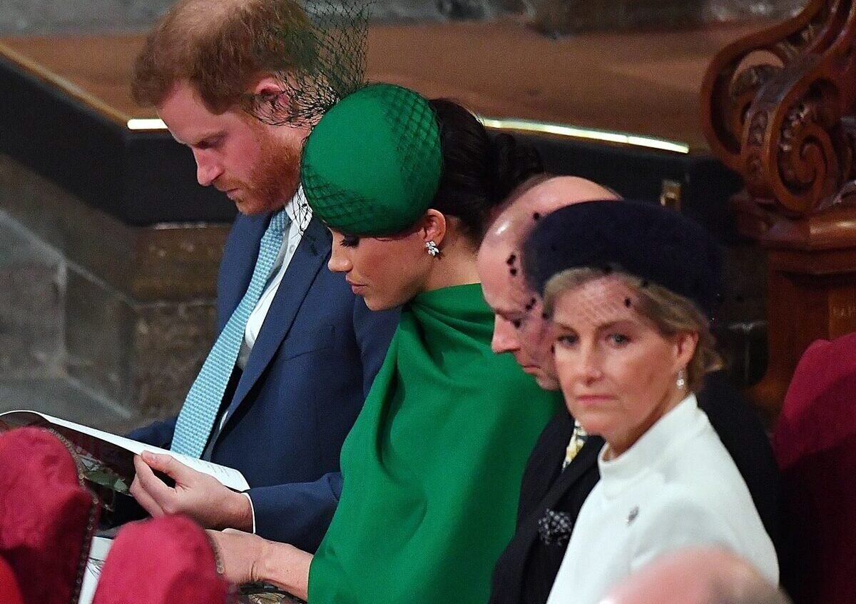 Prince Harry, Meghan Markle, and Sophie, Duchess of Edinburgh (formerly Countess of Wessex) attend the Commonwealth Day Service 2020