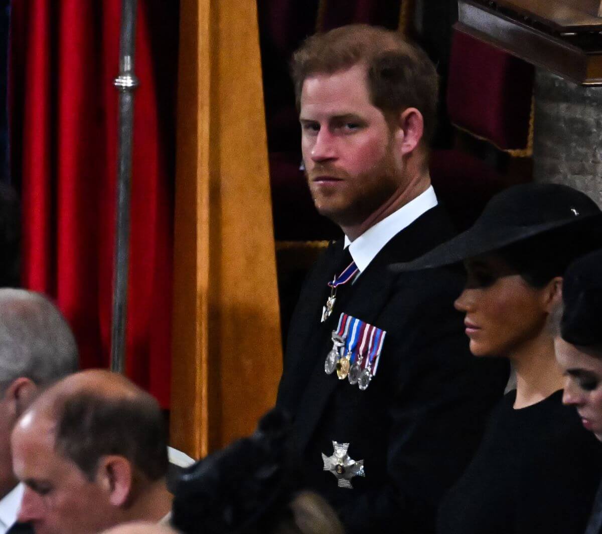 Prince Harry and Meghan Markle attend the State Funeral of Queen Elizabeth II at Westminster Abbey