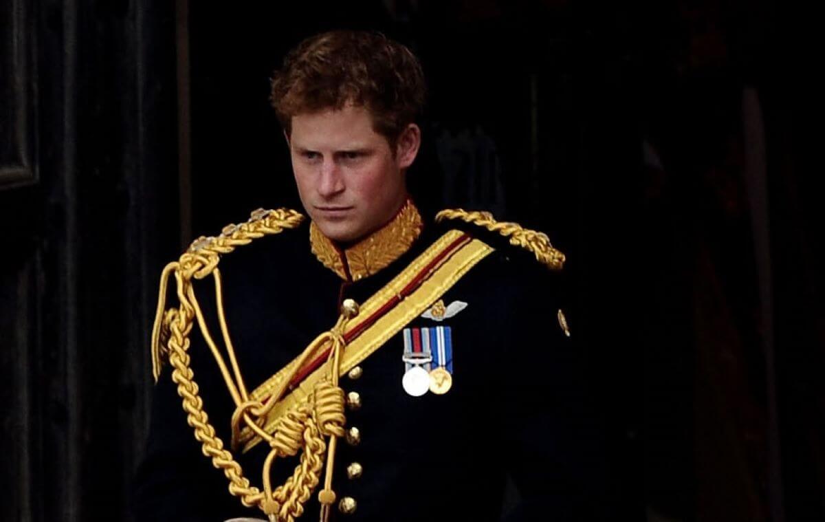 Prince Harry exiting Westminster Abbey after Prince William and Kate Middleton's royal wedding