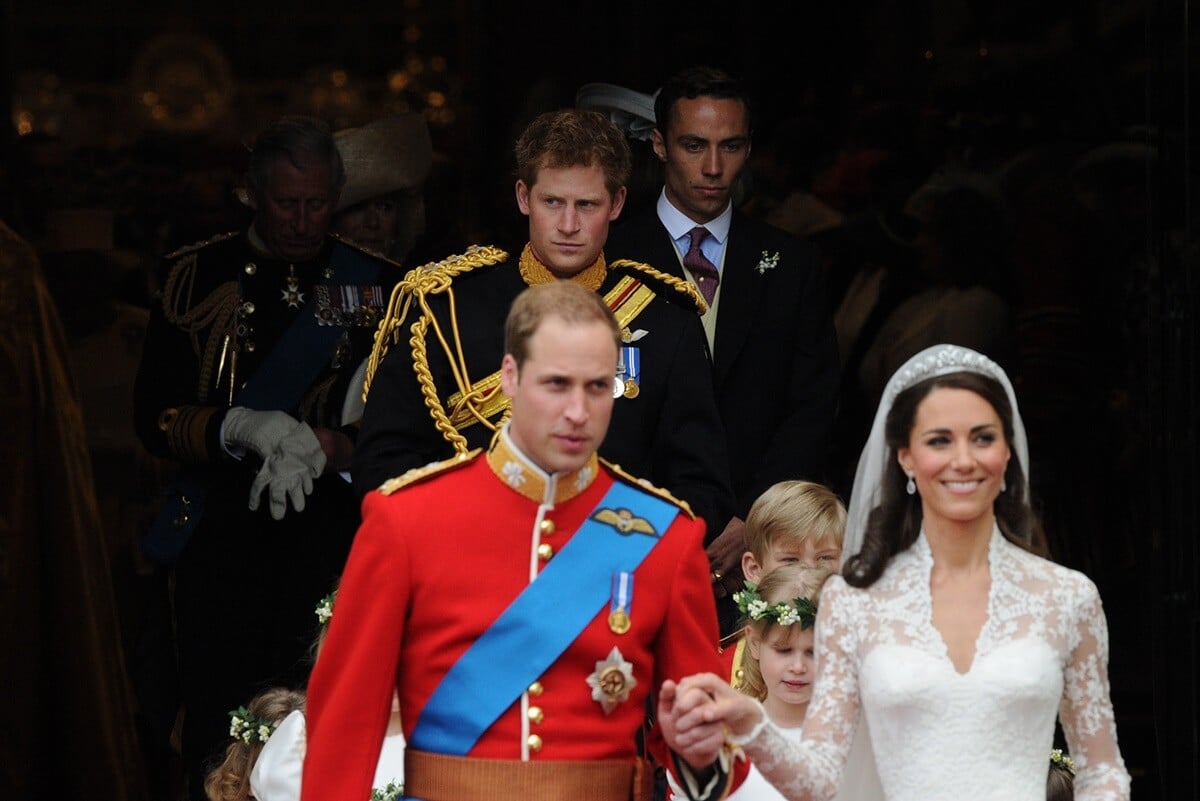 Prince Harry leaves Westminster Abbey after the wedding ceremony of his brother, Prince William, and Kate Middleton