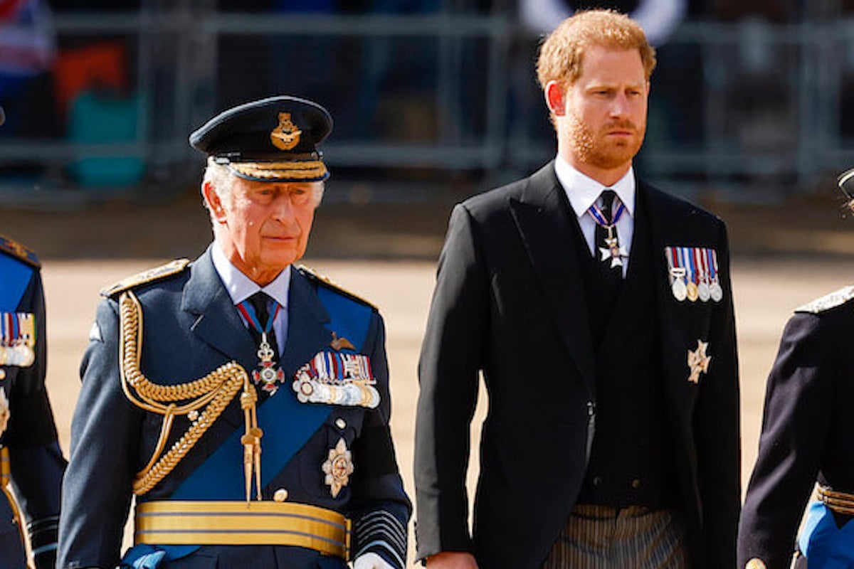 Prince Harry, who isn't guaranteed a 'warm reception' from King Charles when visiting England, at Queen Elizabeth II's funeral