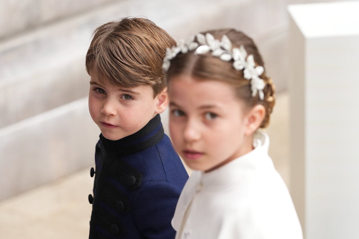 Prince Louis, whose birthday portrait is a complicated situation for Prince William and Kate Middleton, with sister Princess Charlotte entering Westminster Abbey.