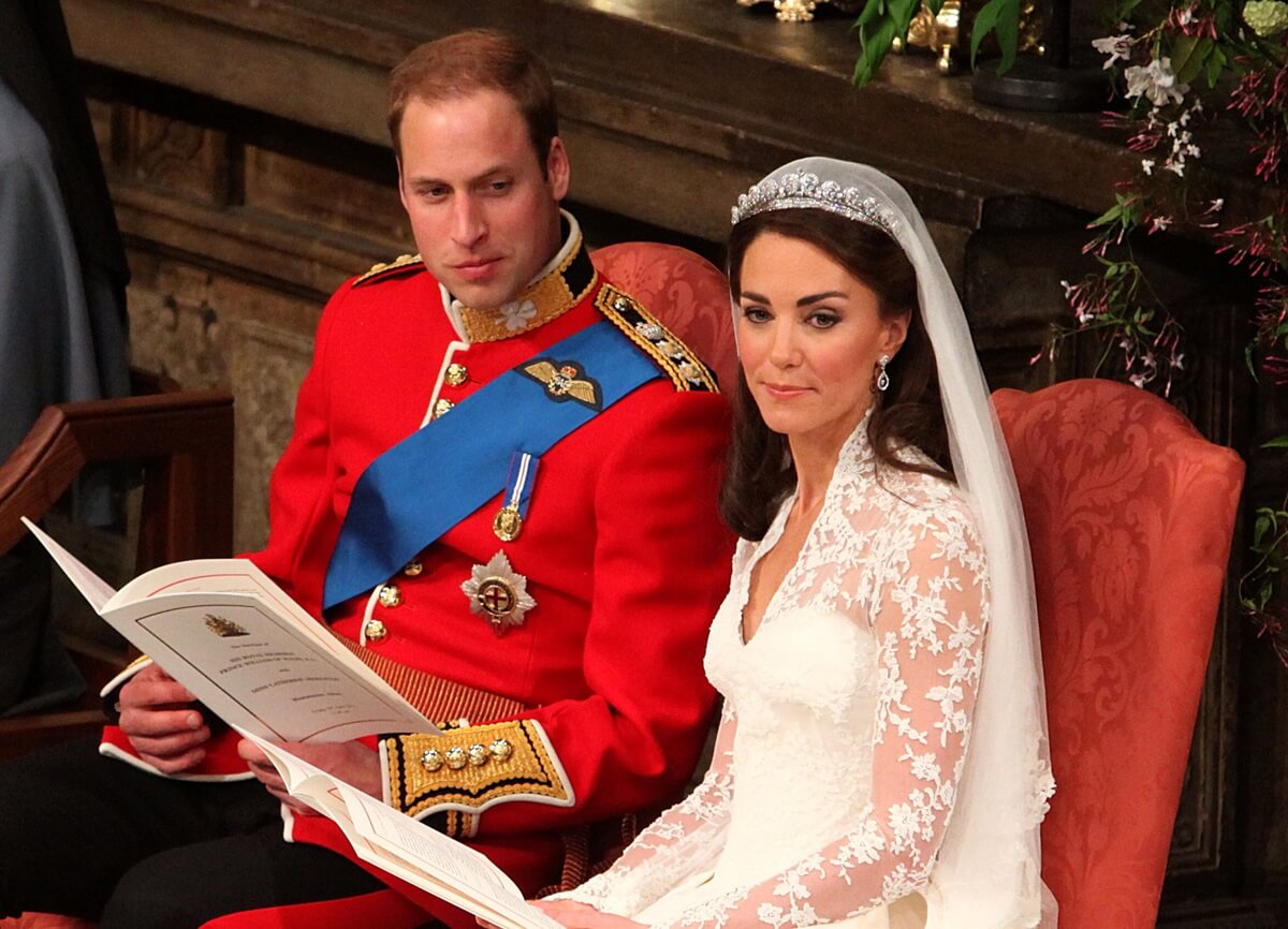Prince William and Kate Middleton during their wedding at Westminster Abbey in London