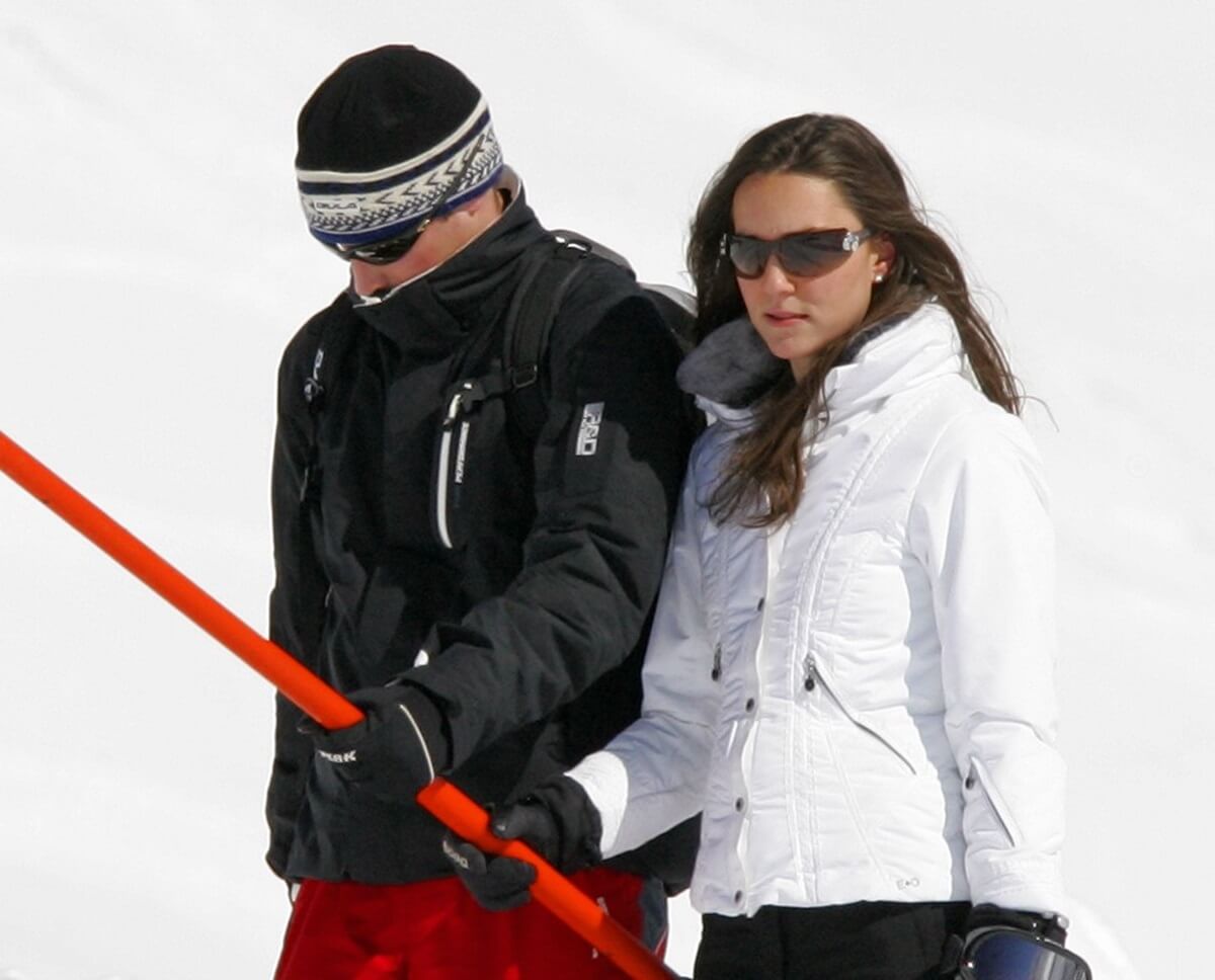 Prince William and then-girlfriend Kate Middleton on a skiing trip in Switzerland