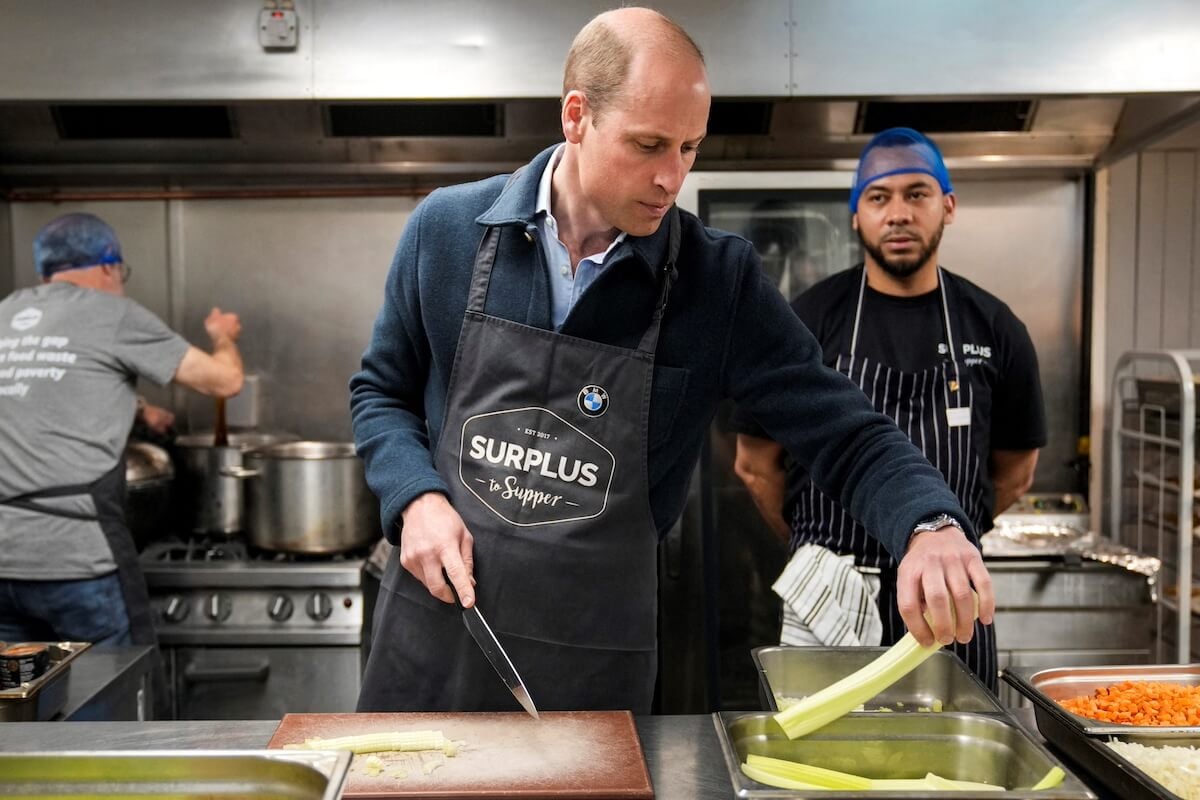 Prince William helps out at Surplus to Supper kitchen in April 2024