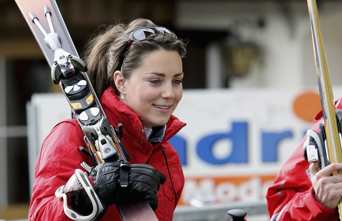 Prince William's then-girlfriend Kate Middleton on a ski trip with the royals in Klosters