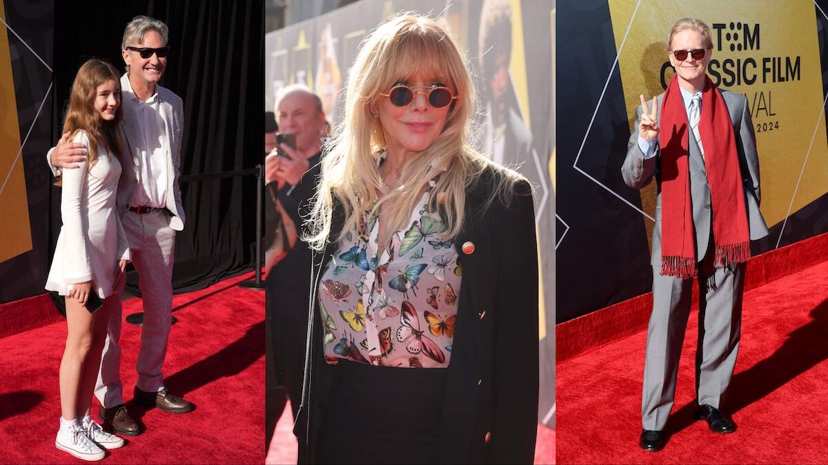 Burr Steers and his daughter, Rosanna Arquette, and Eric Stoltz walk the red carpet for the 30th anniversary screening of Pulp Fiction