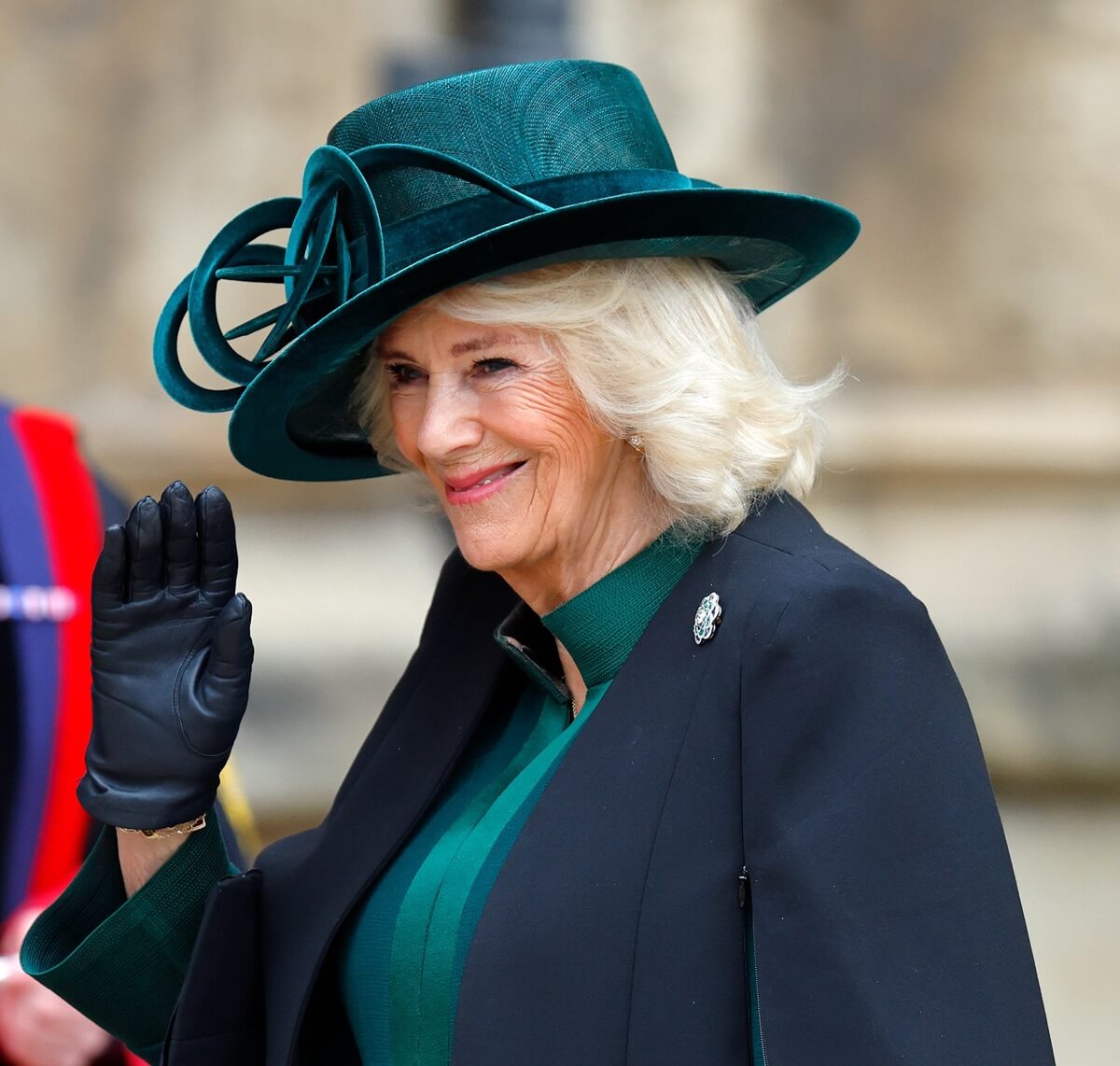 Queen Camilla attends the traditional Easter Sunday Mattins Service at St George's Chapel