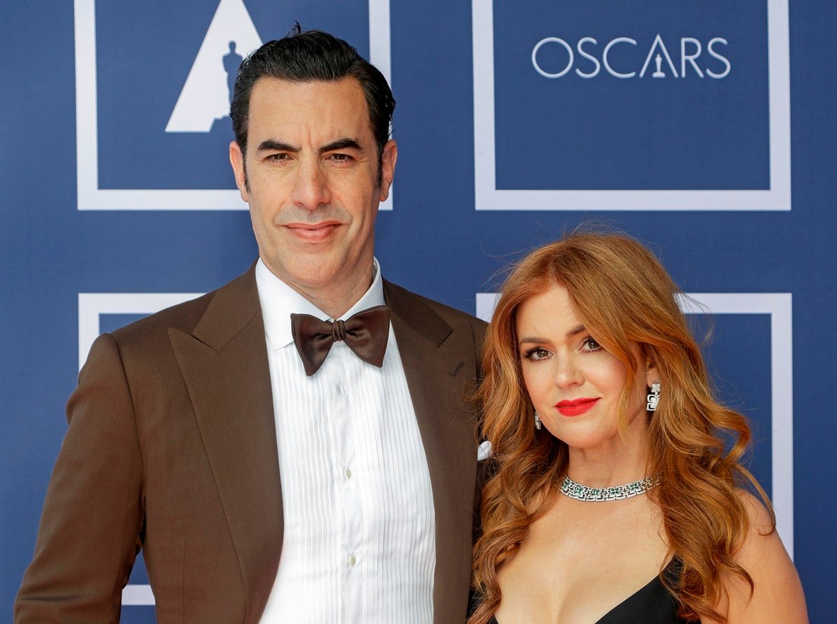 Sacha Baron Cohen and Isla Fisher attend a screening of the Oscars on Monday April 26, 2021 in Sydney, Australia.