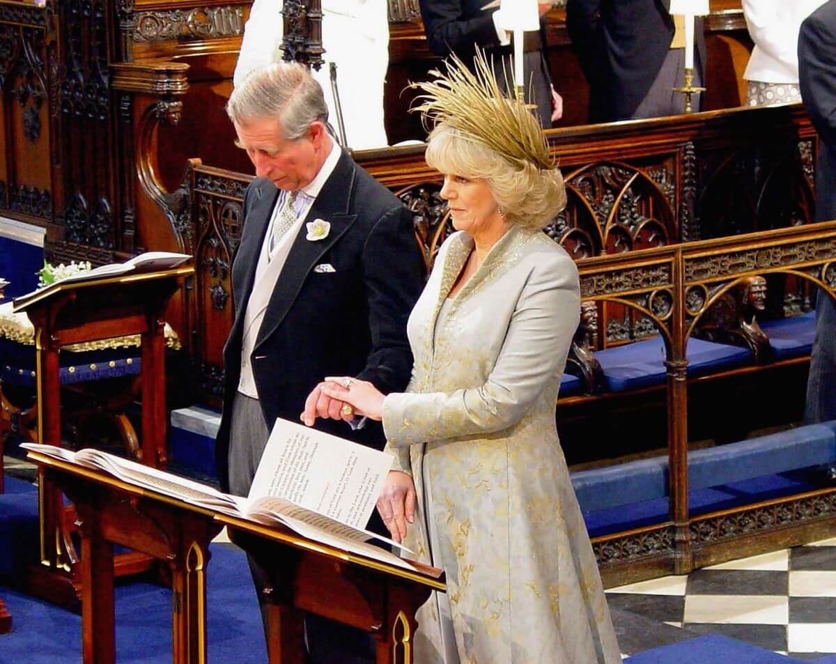 Then-Prince Charles and Camilla Parker Bowles attend the Service of Prayer and Dedication following their marriage at The Guildhall