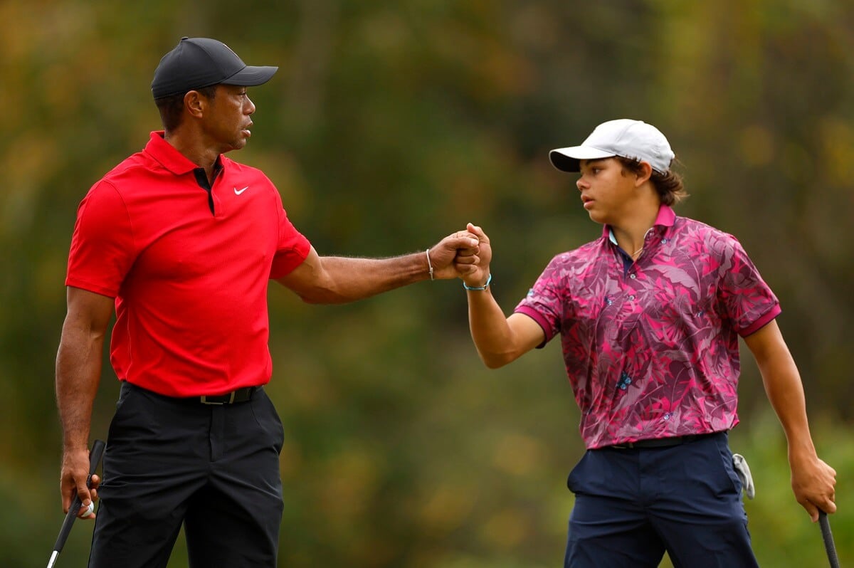 Tiger Woods and Charlie Woods during the final round of the 2023 PNC Championship