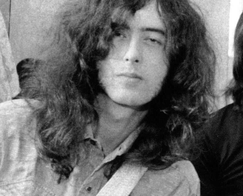Led Zeppelin's Jimmy Page in black-and-white
