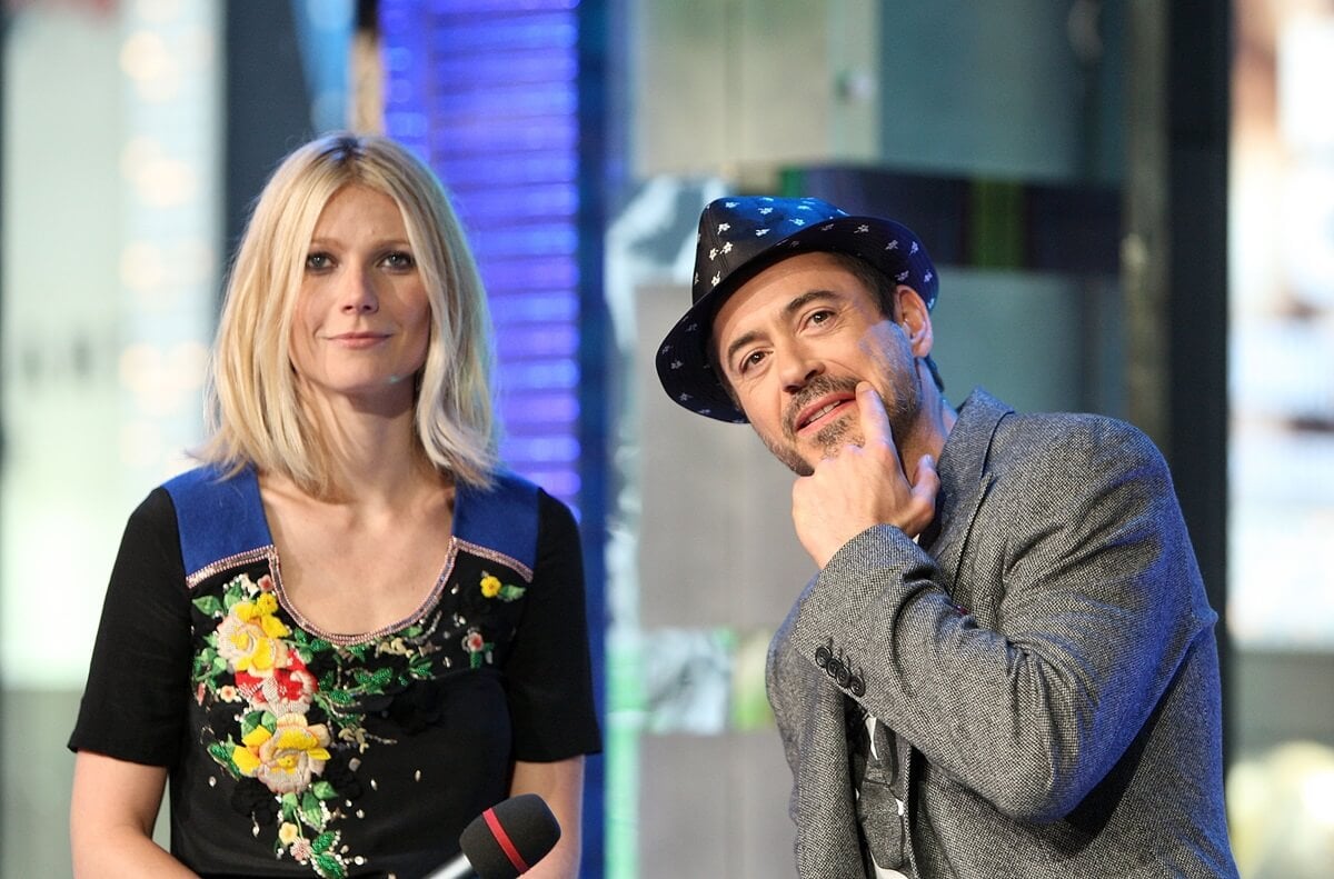 Gwyneth Paltrow and actor Robert Downey Jr. appear on MTV's "TRL",