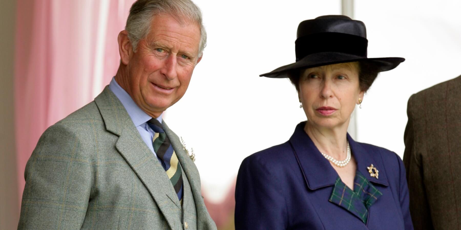 Princess Anne and King Charles photographed in 2010 in Braemar, Scotland.