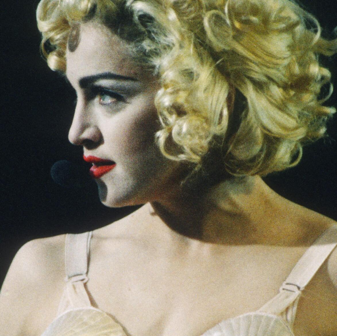 "Live to Tell" singer Madonna wearing lipstick