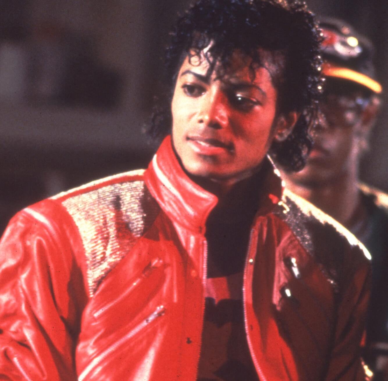 "Bad" singer Michael Jackson wearing a jacket