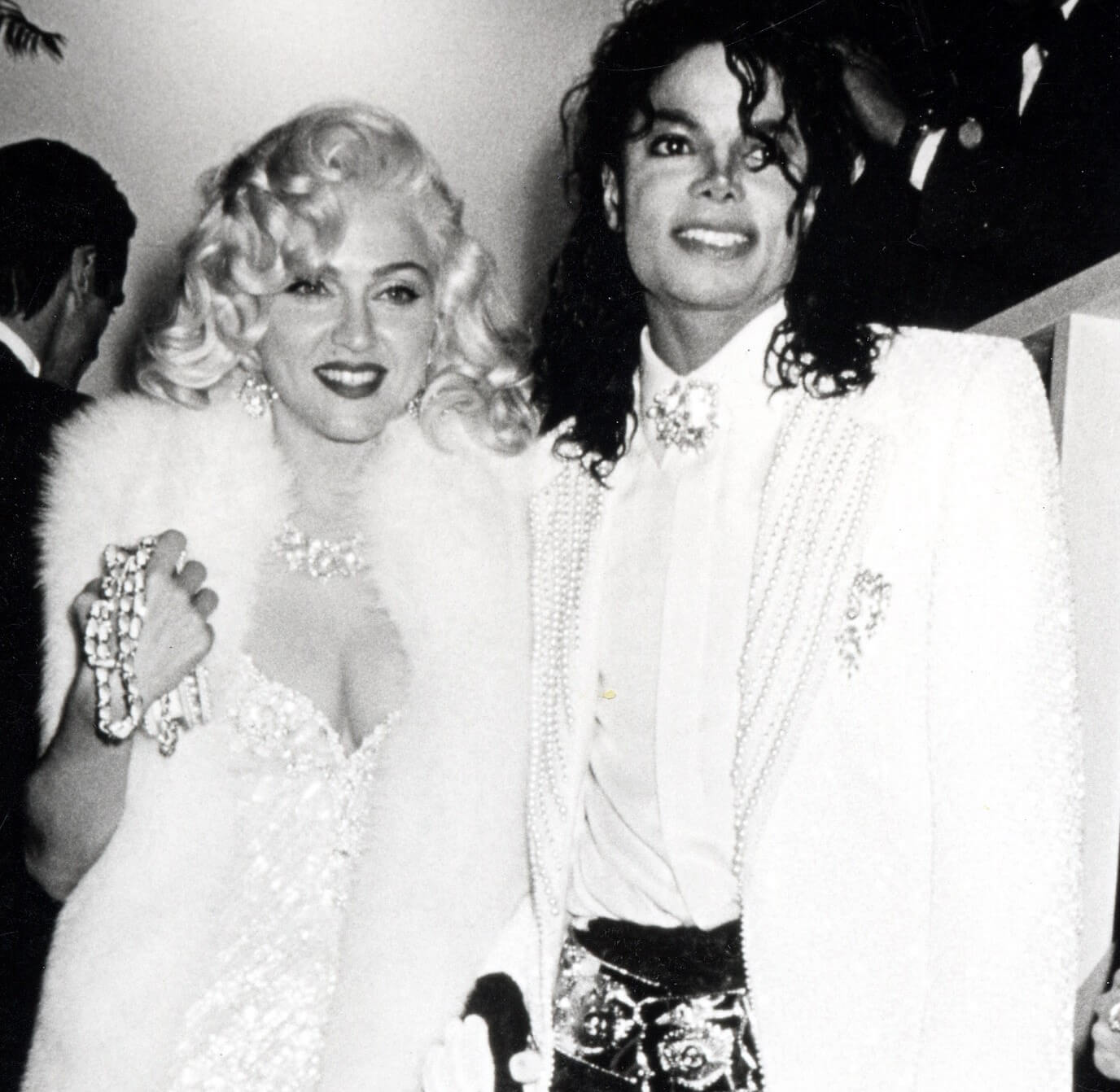 Madonna and Michael Jackson in black-and-white