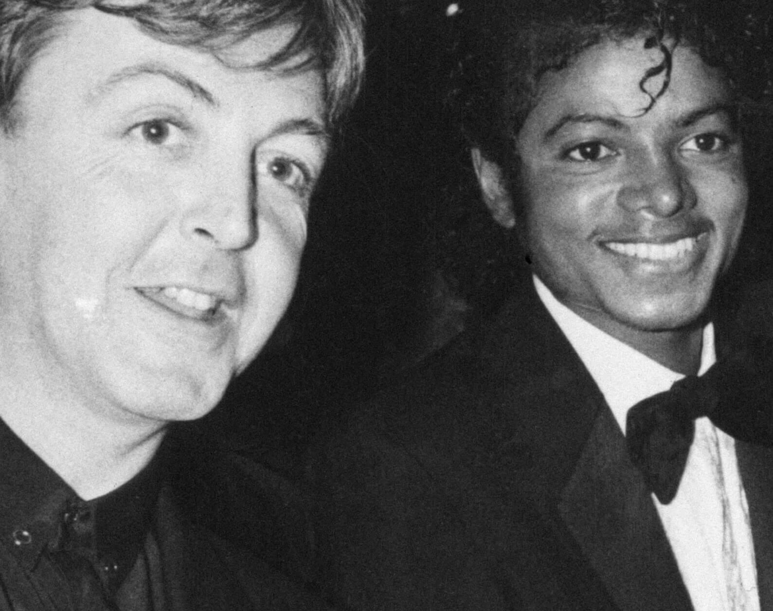 Paul McCartney and Michael Jackson in black-and-white