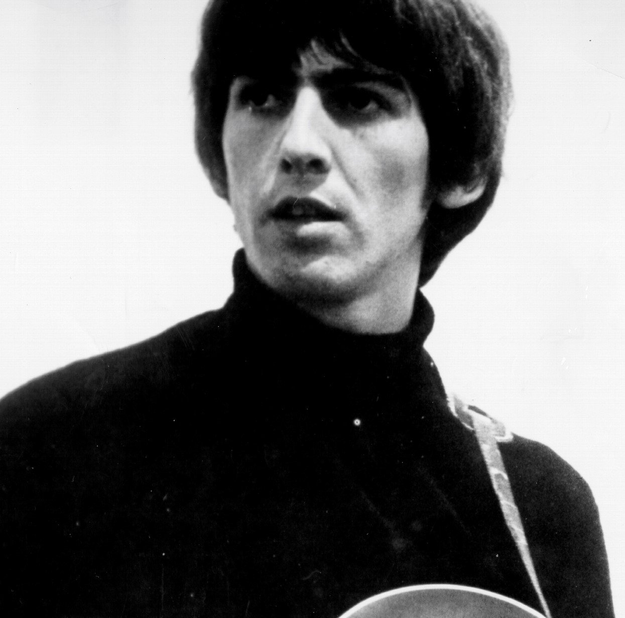 The Beatles' George Harrison in black-and-white