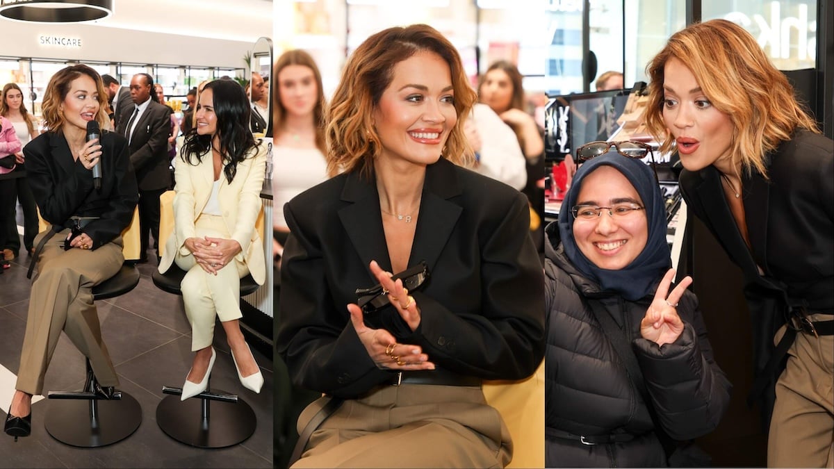 Co-founders of TYPEBEA, Rita Ora and Anna Lahey, speak to fans at Sephora