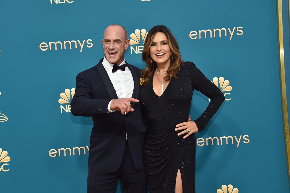 Chris Meloni and Mariska Hargitay posing at the Emmys.