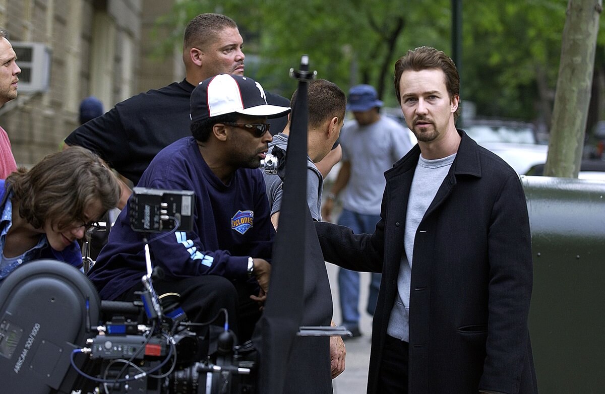 Edward Norton posing alongside Spike Lee.