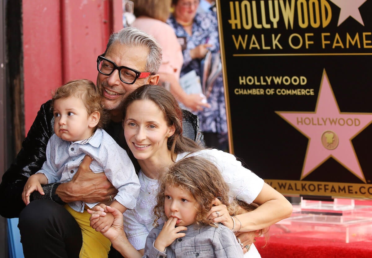 Jeff Goldblum with wife, Emilie Livingston, and their children, River Joe Goldblum and Charlie Ocean Goldblum on the Hollywood Walk of Fame