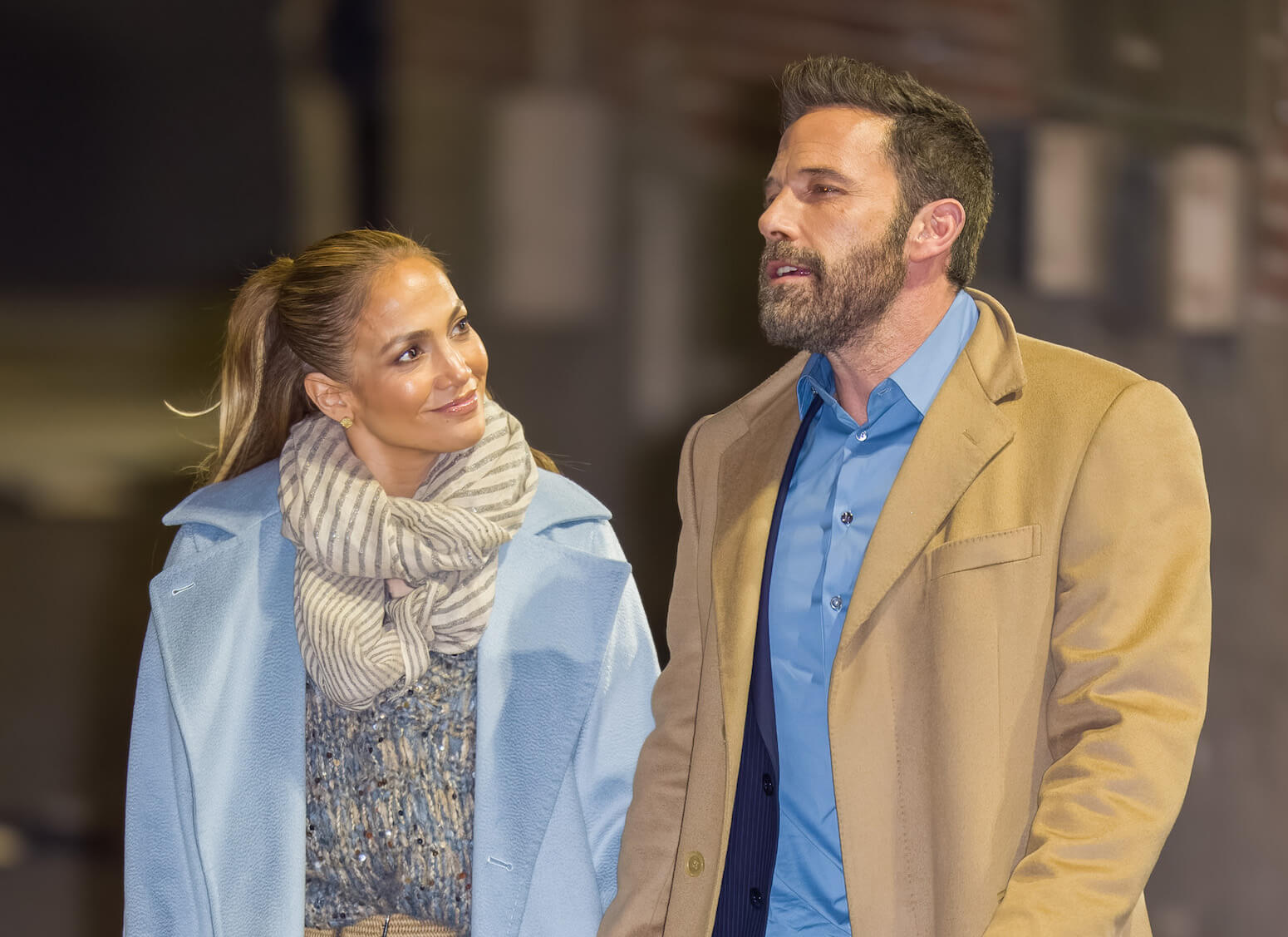 Jennifer Lopez and Ben Affleck walking through the city in 2021