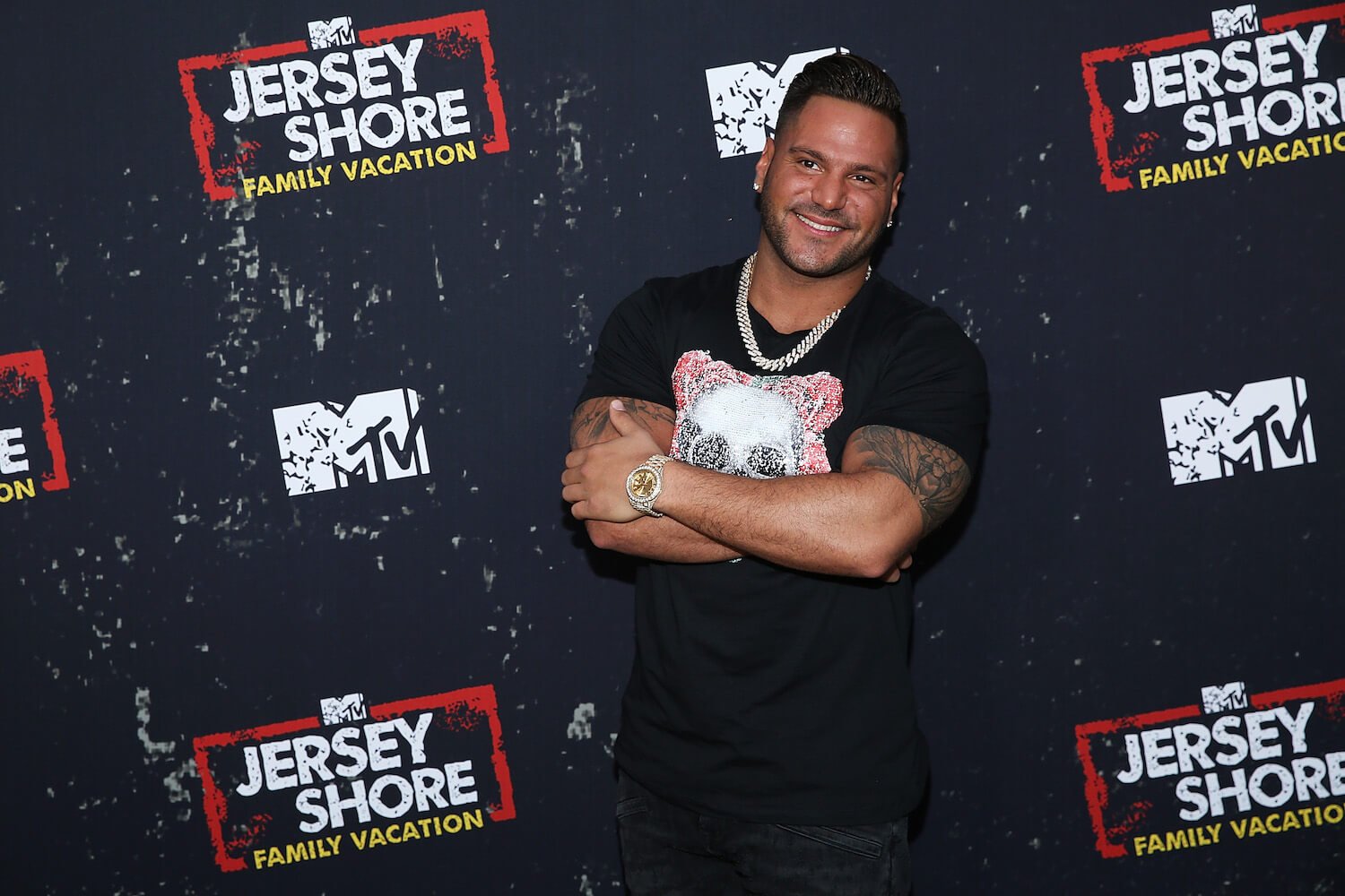 'Jersey Shore: Family Vacation' star Ronnie Ortiz-Magro standing and smiling at a 'Jersey Shore' event