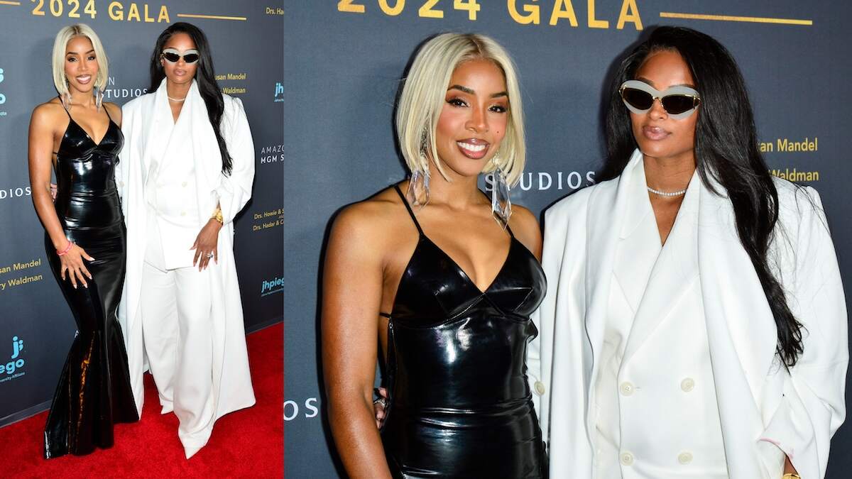 Singers Kelly Rowland and Ciara stand together on the red carpet at the Jhpiego's Laughter Is The Best Medicine Gala