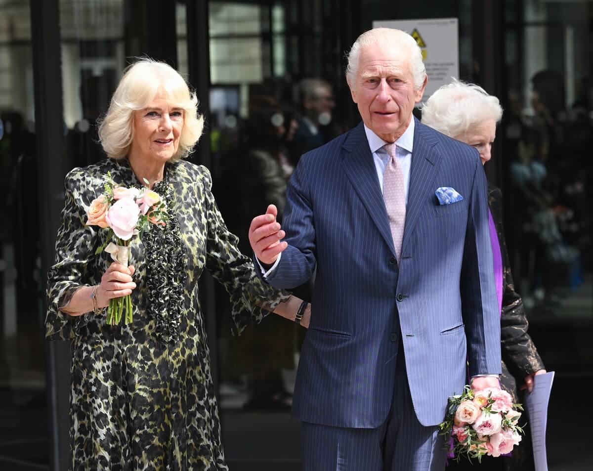 King Charles III and Queen Camilla depart after visiting the University College Hospital Macmillan Cancer Centre