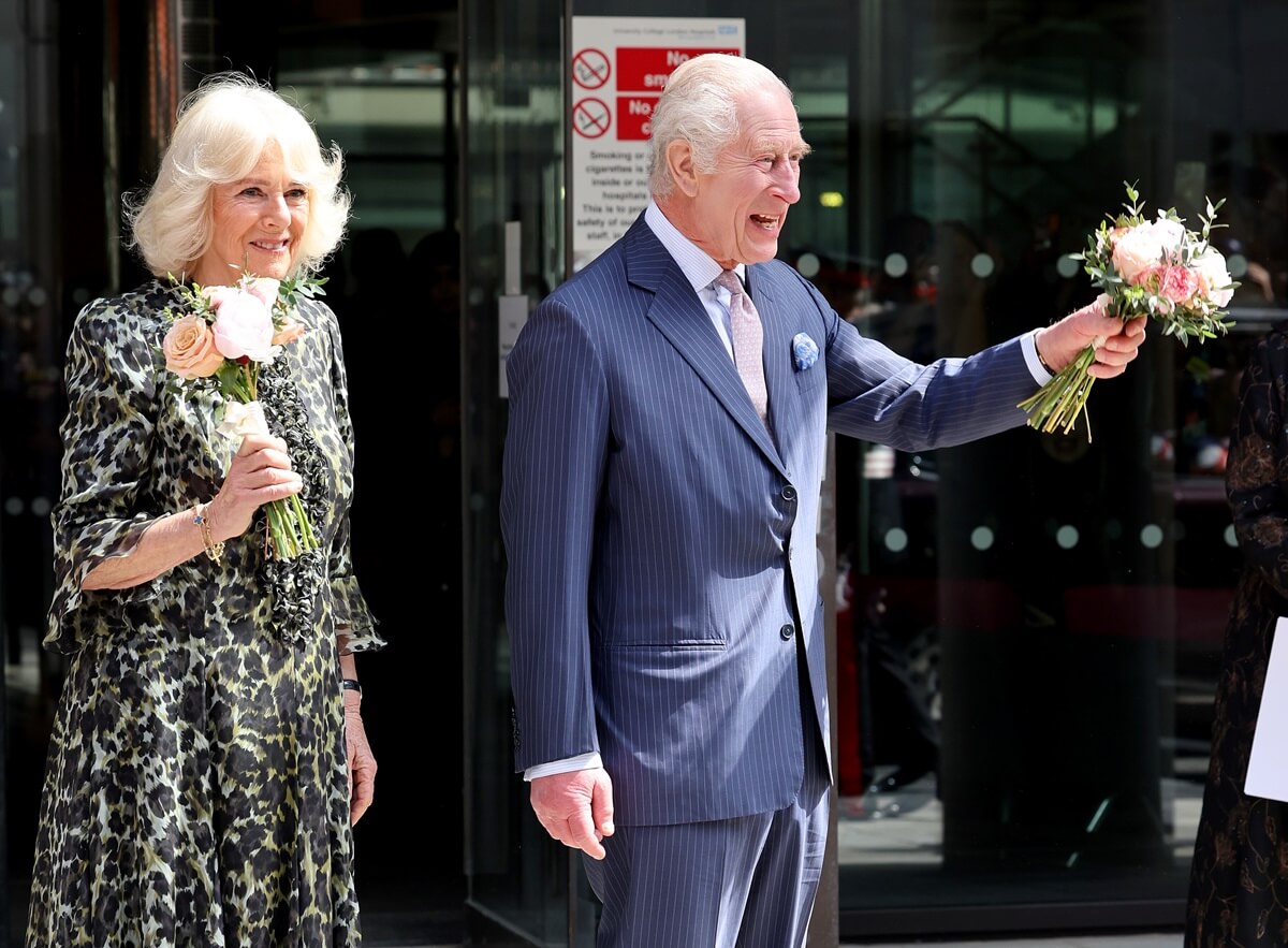 King Charles III and Queen Camilla depart the University College Hospital Macmillan Cancer Centre