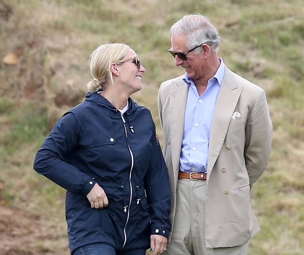 King Charles III and Zara Tindall attend the Gigaset Charity Polo Match at Beaufort Polo Club