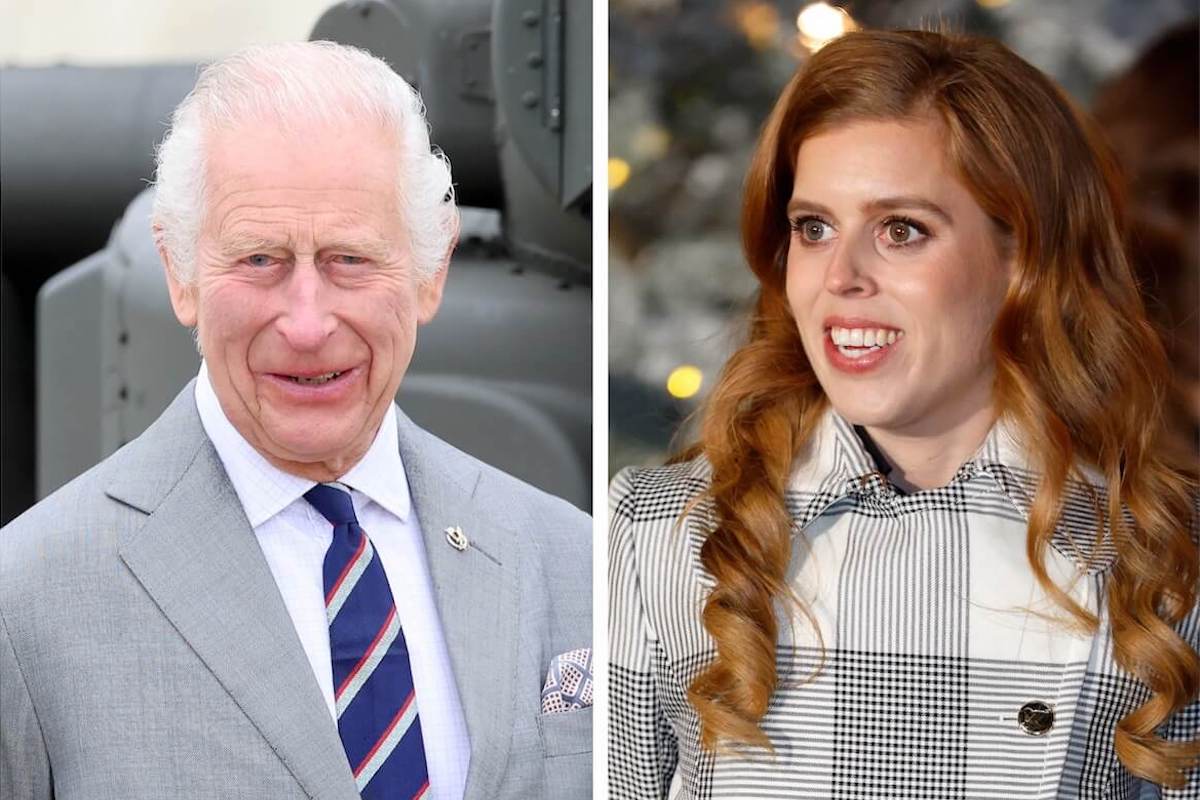 King Charles, who reportedly is asking Princess Beatrice to attend more events, in 2024; Princess Beatrice in 2022