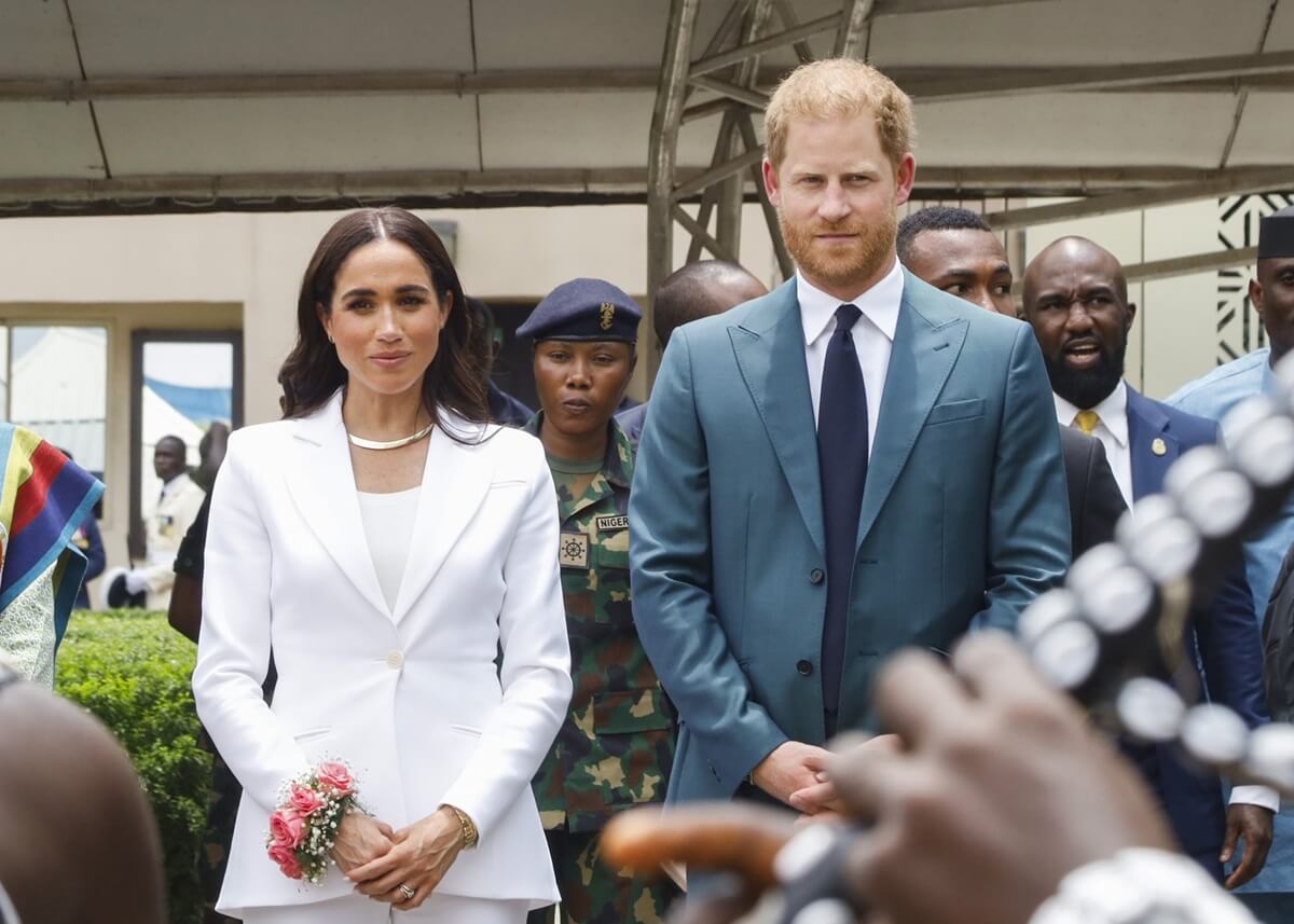 Meghan Markle and Prince Harry at the Defence Headquarters in Abuja, Nigeria
