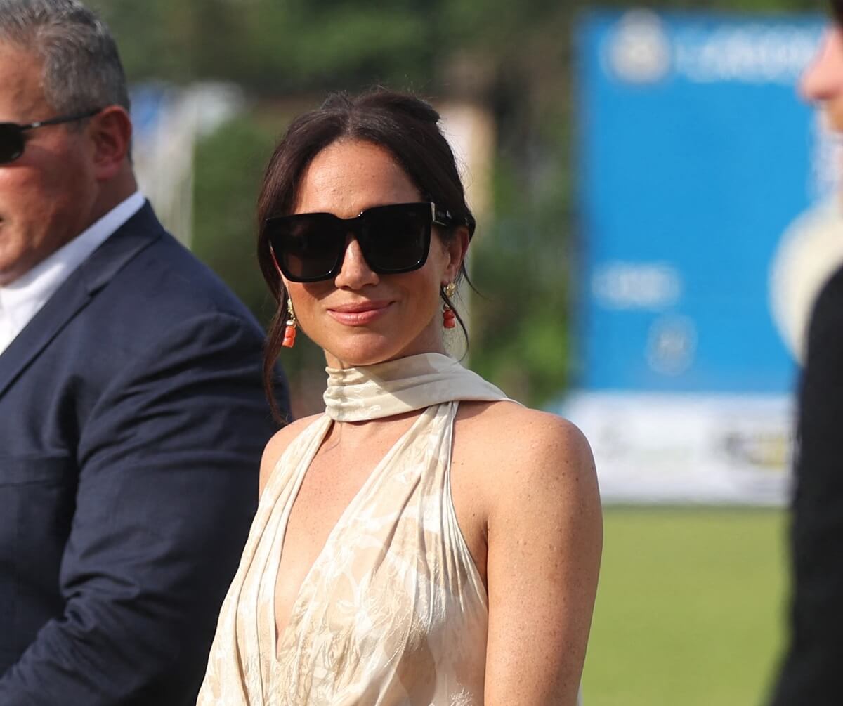Meghan Markle arrives at a charity polo game at the Ikoyi Polo Club in Lagos, Nigeria