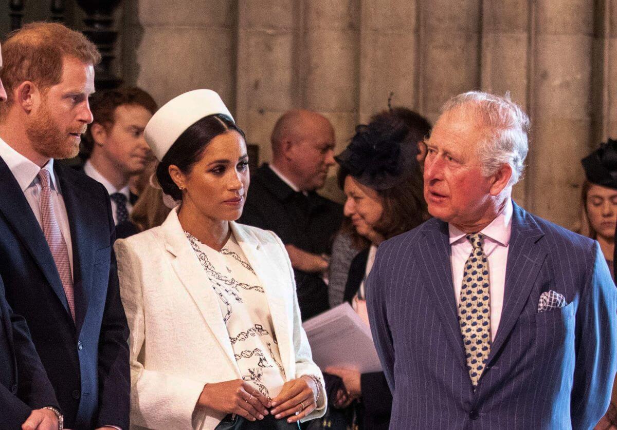 Prince Harry, Meghan Markle, and then-Prince Charles attend the Commonwealth Day service at Westminster Abbey in London