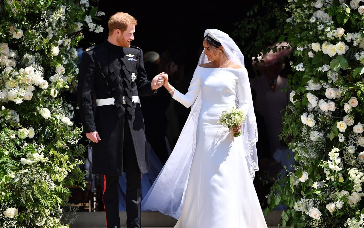 Prince Harry and Meghan Markle leave St. George's Chapel after their wedding ceremony