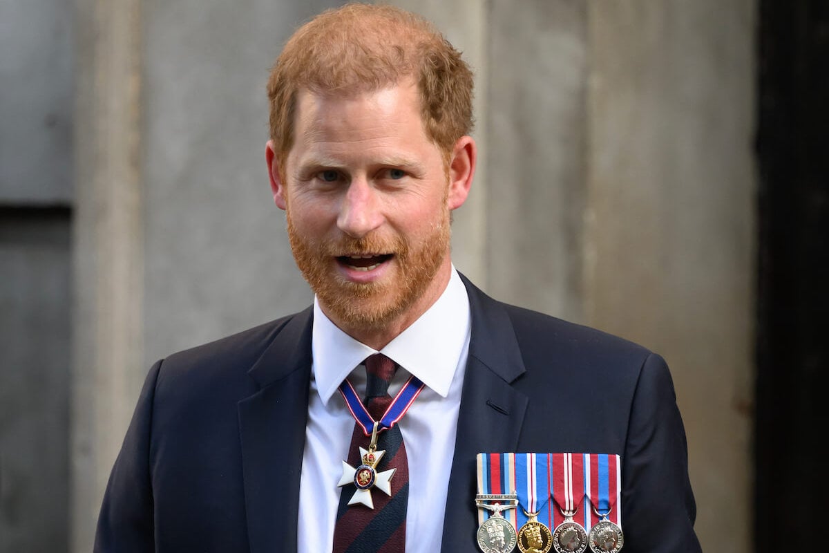 Prince Harry, who laughed when asked if he's 'happy to be home,' outside St. Paul's Cathedral in London, England