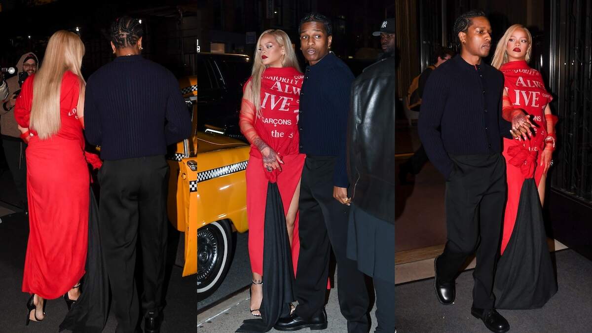 Singer Rihanna and A$AP Rocky exit their taxi before a date night in Tribeca