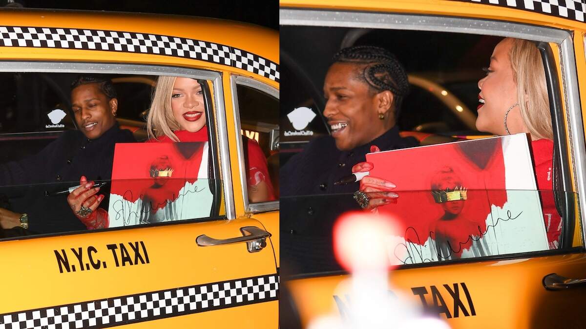 Singer Rihanna and A$AP Rocky ride in a NYC Yellow Taxi on Mother's Day